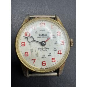 Vintage 1969 Sheffield Time Reader Buffy and Jody Swiss 1 Jewel Watch Gold Tone